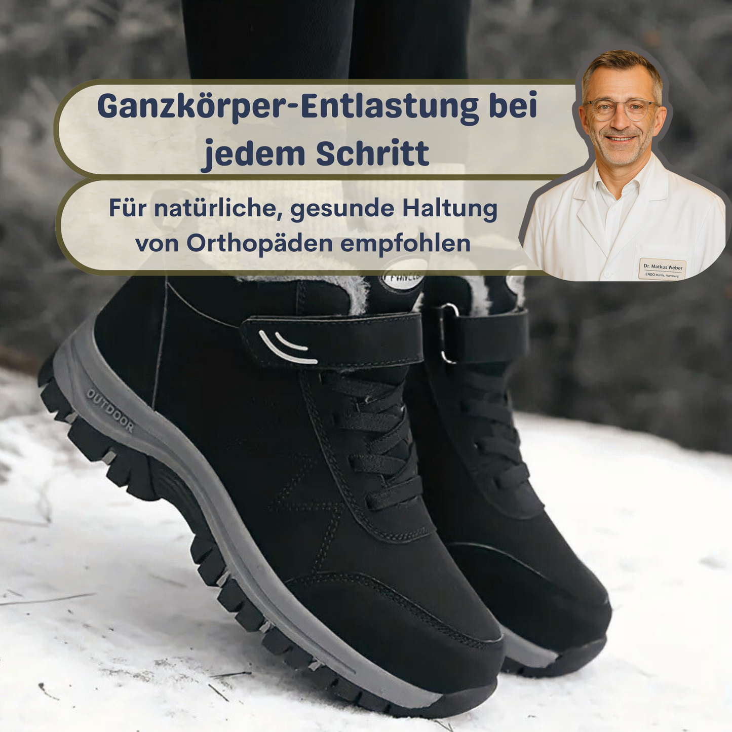 Ergonomischer Klettverschluss-Stiefel mit großzügigem Zehen - und Fersenbereich - OrthoRelief
