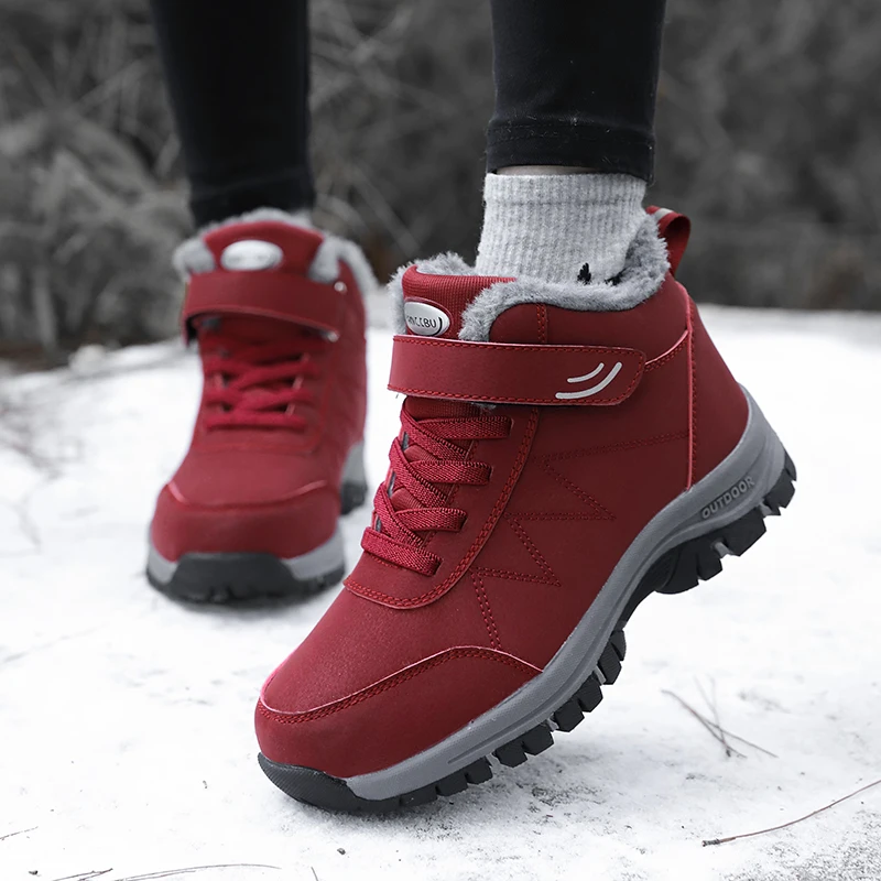 Ergonomischer Klettverschluss Stiefel – OrthoRelief für breite & schmale Füße, Schmerzlinderung, Schwarz, Rot & Grau