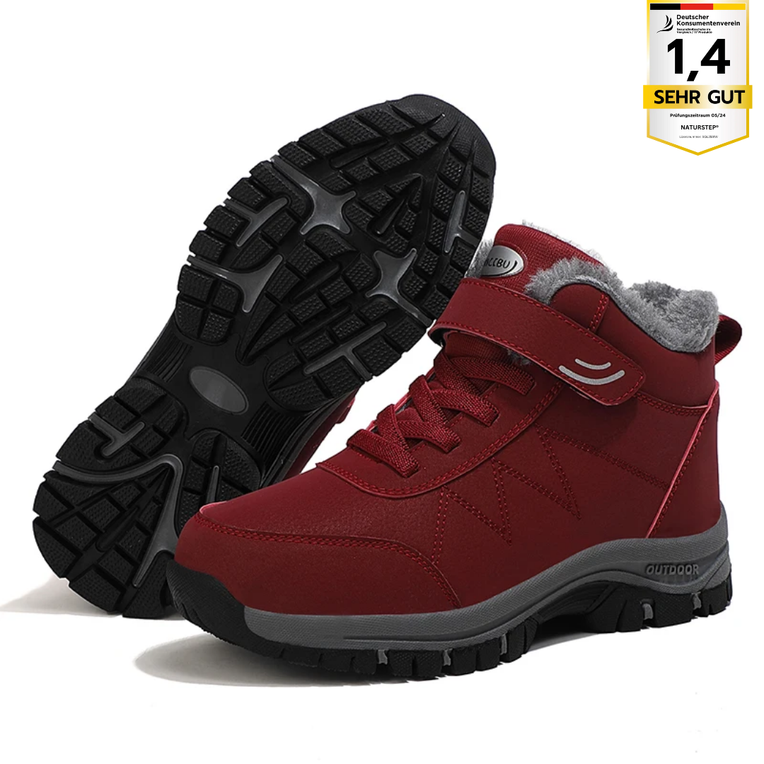 Ergonomischer Klettverschluss Stiefel – OrthoRelief für breite & schmale Füße, Schmerzlinderung, Schwarz, Rot & Grau