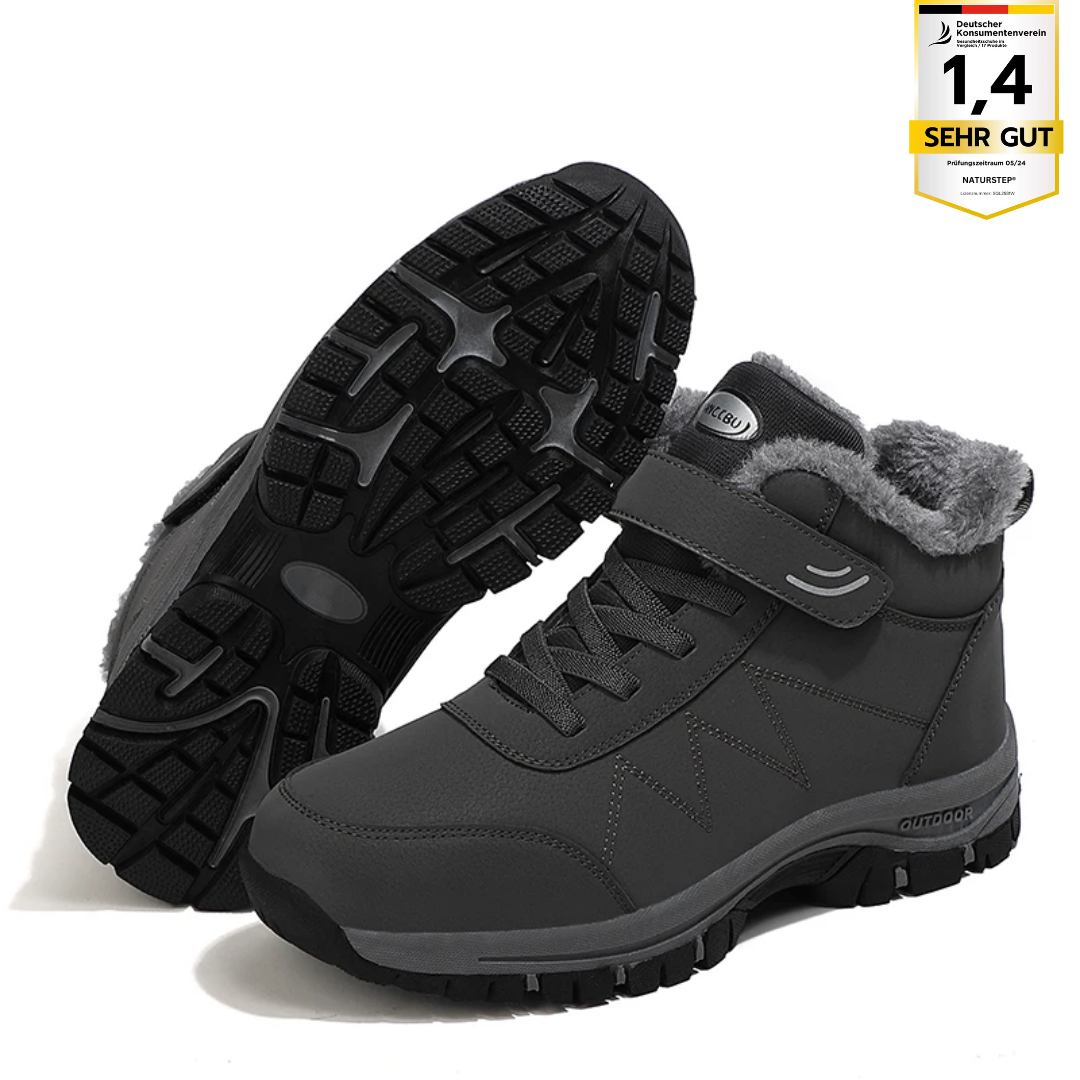 Ergonomischer Klettverschluss Stiefel – OrthoRelief für breite & schmale Füße, Schmerzlinderung, Schwarz, Rot & Grau